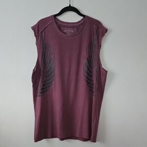 Guess Men's Wing Graphic Muscle Tee XXL Dull Rose